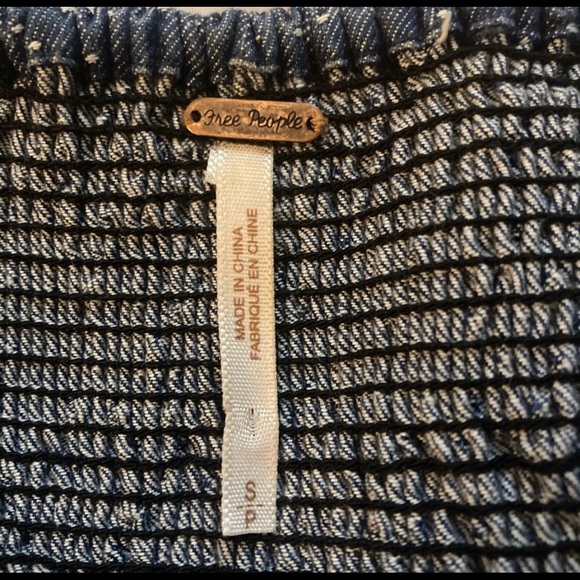 Free People Denim Polka Dot Bustier Mini Dress Small - Picture 10 of 11